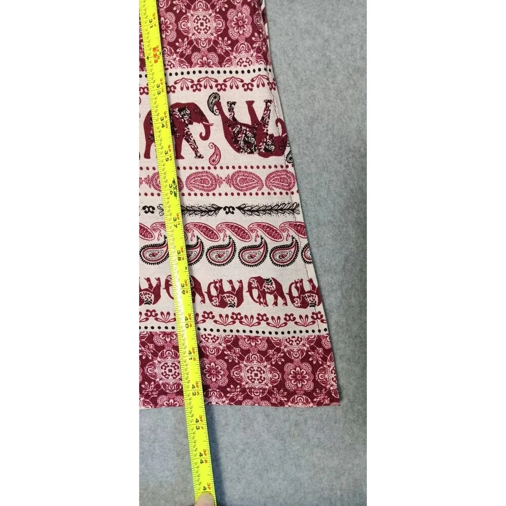 Bohemian Elephant Pattern Side Slits Maxi Skirt Small Pink Summer Beach Festival